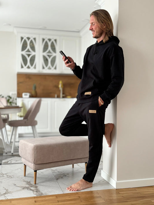 PEPPER UNISEX Active juodas džemperis su gobtuvu