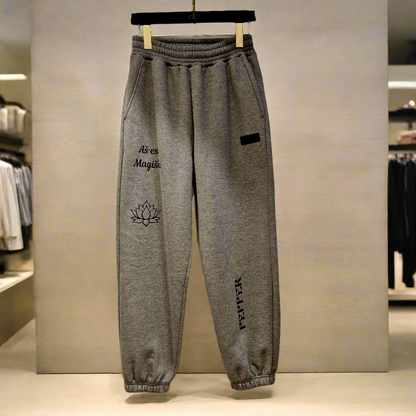 PEPPER Magic Grey Print kelnės su pūkeliu moterims