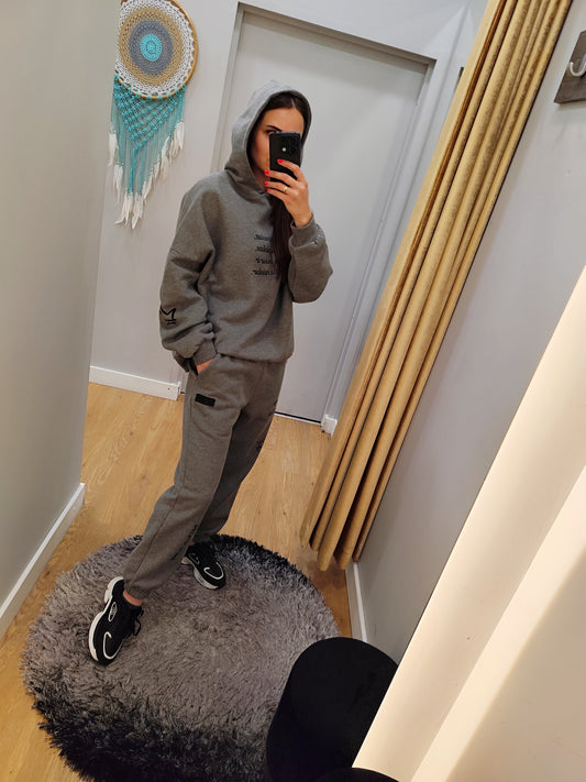 PEPPER Magic Grey Print kelnės su pūkeliu moterims